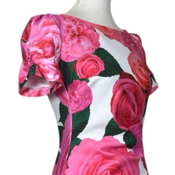 Karl Lagerfeld New Dress Sheath Short Sleeve Scuba Pink Floral Women’s Size 6 - Picture 8 of 14